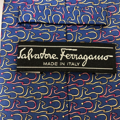 サルヴァトーレフェラガモ ネクタイ 総柄 ブルー系 Salvatore Ferragamo【AFI21】