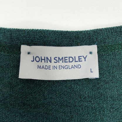 美品◆ジョンスメドレー  カーディガン ウール ニット ハイゲージ グリーン メンズ サイズL JOHN SMEDLEY 【AFB3】