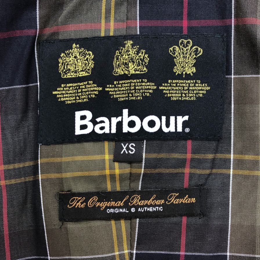 中古◆バブアー ハンティングジャケット ビーコン スポーツ ジャケット コットン 切替 レザー カーキ メンズ サイズXS Barbour BEACON SPORTS JACKET 【AFB52】