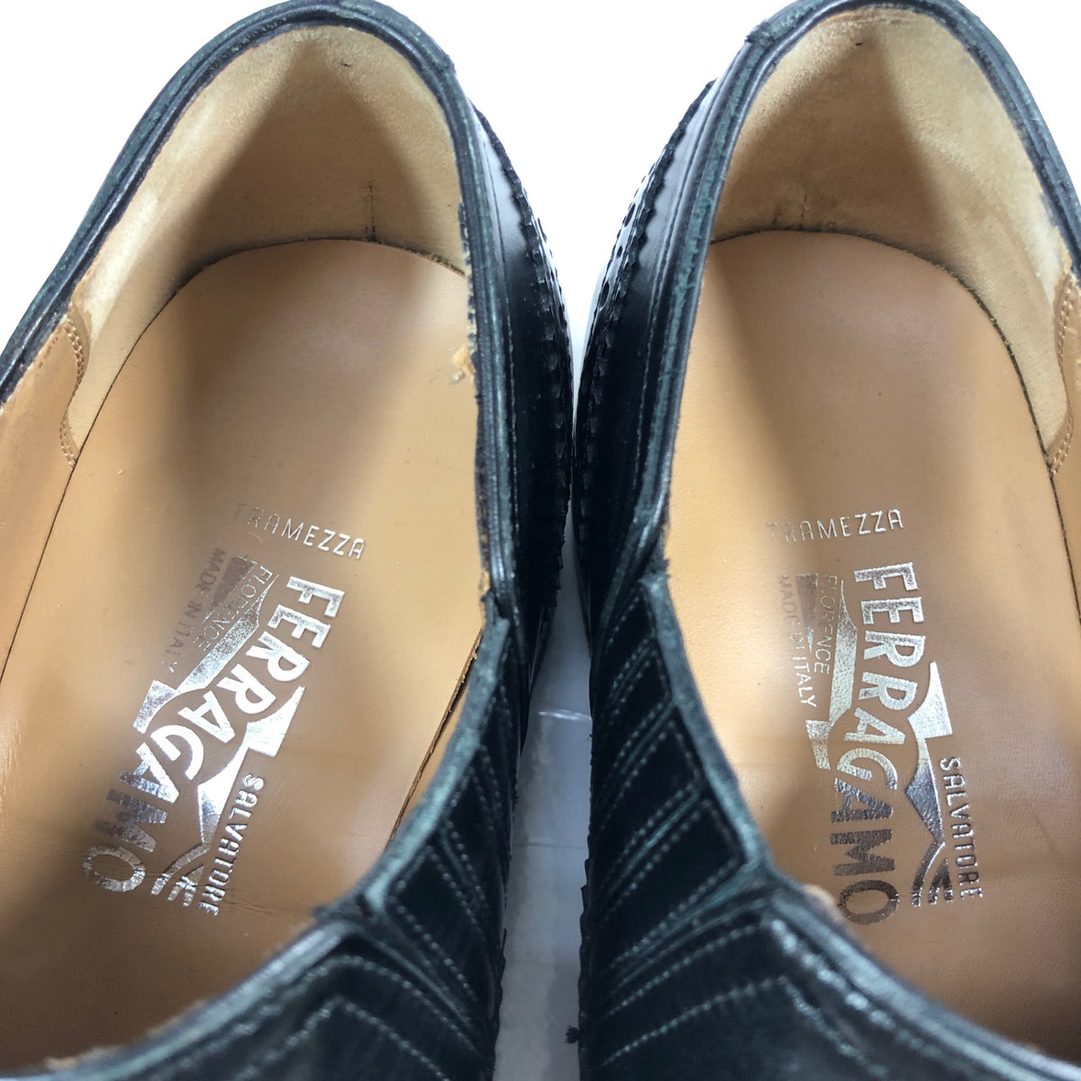 サルヴァトーレフェラガモ トラメッザ レザーシューズ サイドエラスティック カーフ メンズ サイズ5.5 Salvatore Ferragamo TRAMEZZA 約24.0cm【AFD15-2】