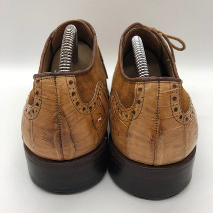 メルミン レザーシューズ パンチドキャップトゥ クロコ×スエード コンビ メンズ ブラウン サイズUK6.5 MEERMIN 約25.5cm【PTM4】