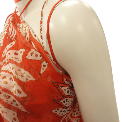 Good Condition◆Diane von Furstenberg Dress Floral Pattern Silk Orange DIANE von Furstenberg Women's [AFA7] 