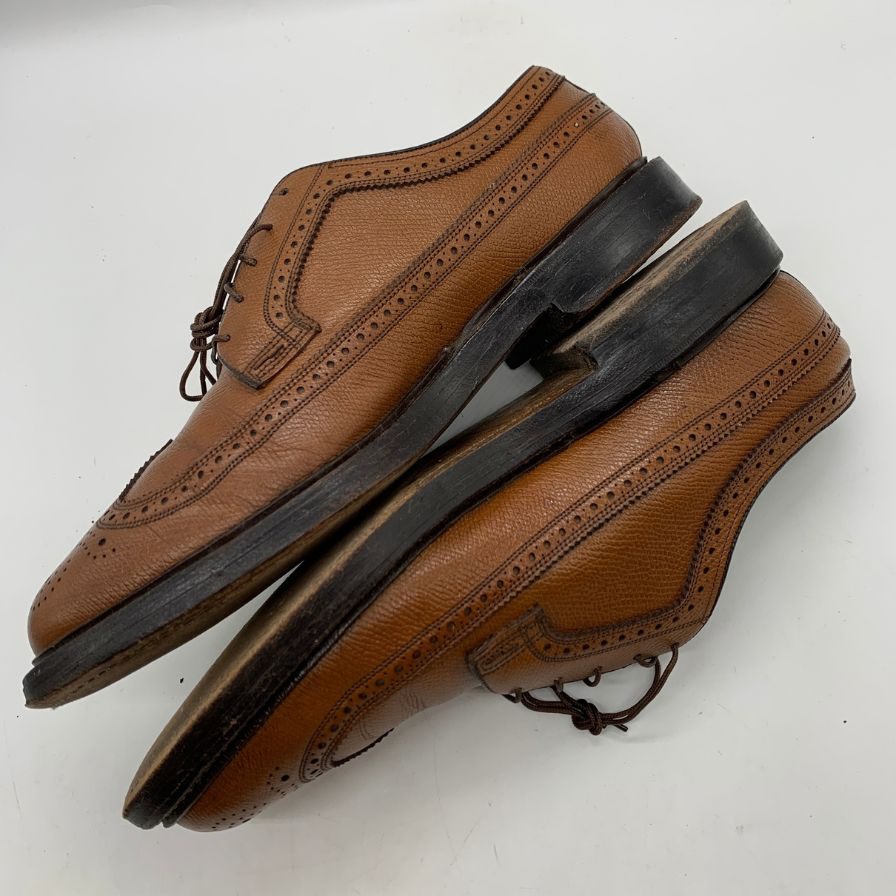フローシャイム レザーシューズ ウイングチップ グレインレザー ブラウン メンズ サイズUS9D FLORSHEIM 約27.0cm【YB5】