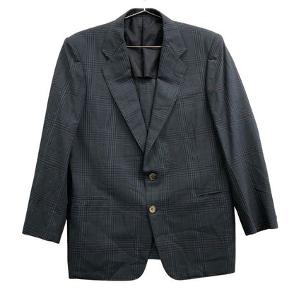 美品◆バーバリー 2B テーラードジャケット 90年代 旧タグ チェック ネイビー メンズ サイズ170AB5 Burberry 【AFF22】