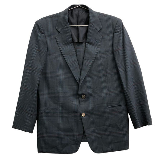 美品◆バーバリー 2B テーラードジャケット 90年代 旧タグ チェック ネイビー メンズ サイズ170AB5 Burberry 【AFF22】