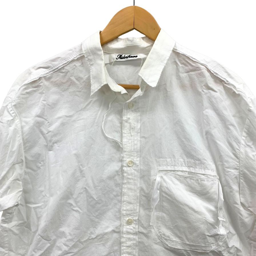 中古◆ミドリカワ 18SS シルクテープカットオフロングスリーブシャツ コットン ホワイト メンズ サイズフリー Midorikawa 【AFB19】