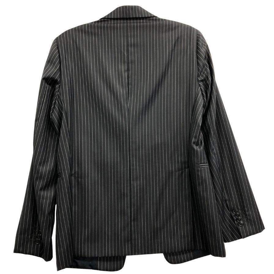 中古■エンポリオアルマーニ シングル ジャケット ジュードライン ストライプ柄 メンズ サイズ52 ブラック EMPORIO ARMANI 【AFB46】