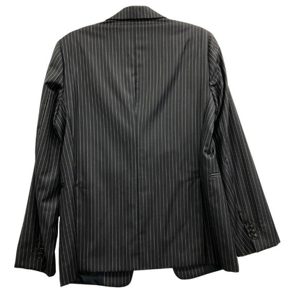 中古■エンポリオアルマーニ シングル ジャケット ジュードライン ストライプ柄 メンズ サイズ52 ブラック EMPORIO ARMANI 【AFB46】