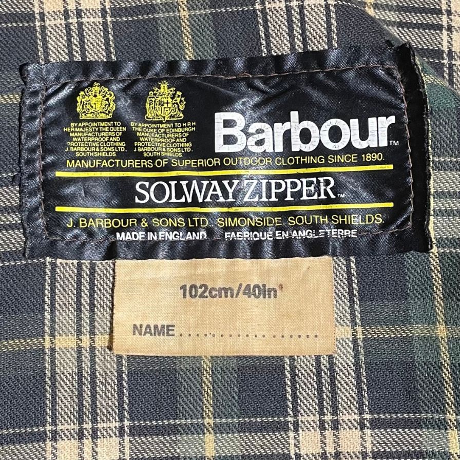 バブアー コート ソルウェイジッパー 2ワラント ヴィンテージ 80年代 メンズ 40in BARBOUR SOLWAY ZIPPER【LA】