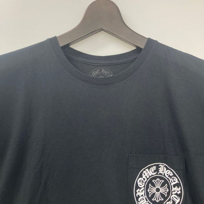 美品◆クロムハーツ Tシャツ ポケットT 胸元ロゴ 星柄 ブラック サイズL メンズ CHROME HEARTS 【AFB38】
