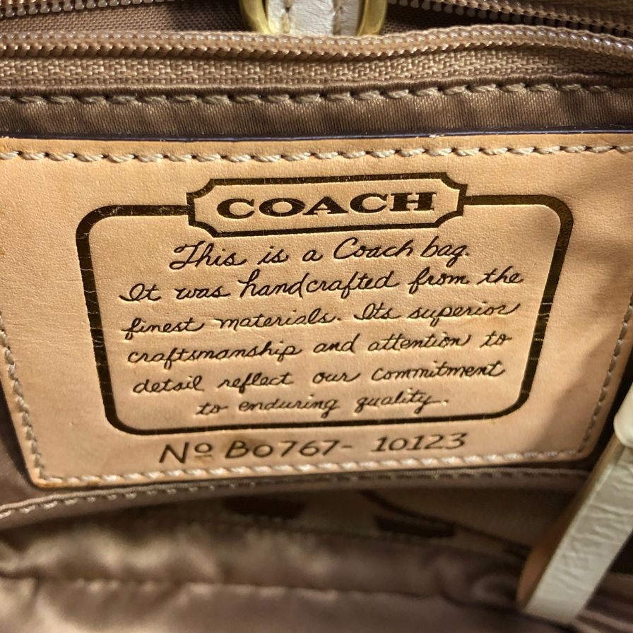 コーチ ハンドバッグ シグニチャー レザー ホワイト ベージュ系 レディース COACH【AFE6】