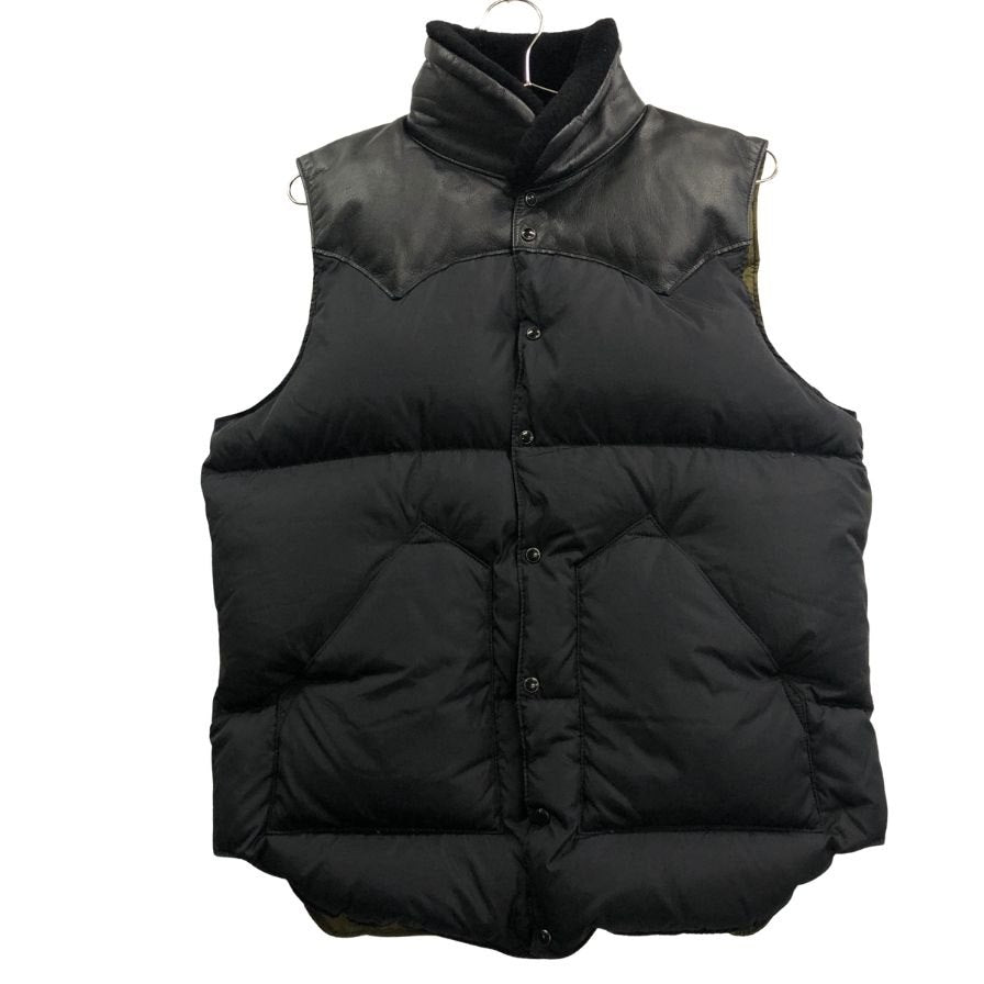 美品◆ロッキーマウンテン フェザーベッド×アナトミカ ダウンベスト カーフレザー メンズ サイズ40 ブラック Rocky Mountain Featherbed×ANATOMICA 【AFA8】
