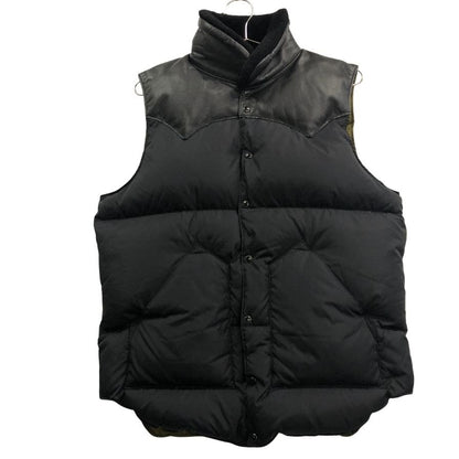 美品◆ロッキーマウンテン フェザーベッド×アナトミカ ダウンベスト カーフレザー メンズ サイズ40 ブラック Rocky Mountain Featherbed×ANATOMICA 【AFA8】