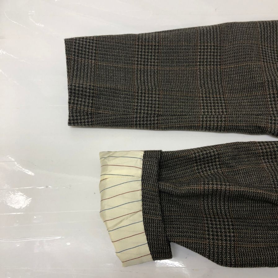 美品◆クリスチャンディオールムッシュ テーラードジャケット ダブル チェック ブラウン系 メンズ サイズS Christian Dior MONSIEUR 【AFF22】