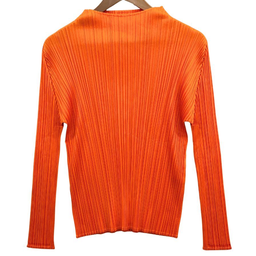 極美品◆プリーツプリーズ イッセイミヤケ ハイネック カットソー PP21-JK111  レディースサイズ 3 オレンジ PLEATS PLEASE ISSEY MIYAKE MADE IN JAPA 【AFB14】