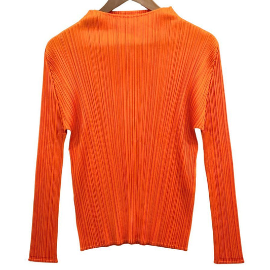 極美品◆プリーツプリーズ イッセイミヤケ ハイネック カットソー PP21-JK111  レディースサイズ 3 オレンジ PLEATS PLEASE ISSEY MIYAKE MADE IN JAPA 【AFB14】