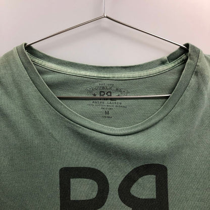 美品◆ダブルアールエル ロゴプリントTシャツ カーキ メンズ サイズM RRL 【AFB9】