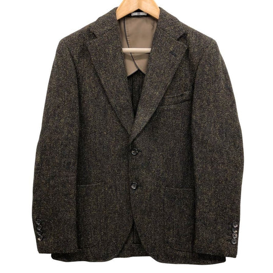 極美品◆スーツセレクト テーラードジャケット ハリスツイード ブラウン サイズY5 SUIT SELECT 【AFB42】
