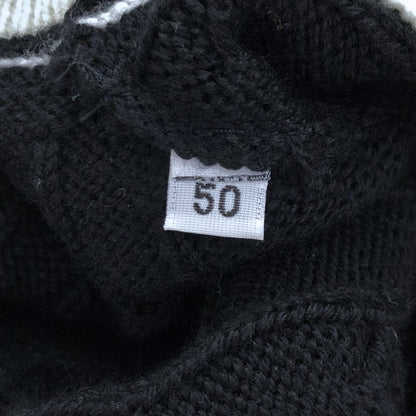 美品◆バフィー チルデンニット Vネック ウール ブラック×ホワイト×キャメル サイズ50 メンズ イタリア製 BAFY MADE IN ITALY 【AFB40】