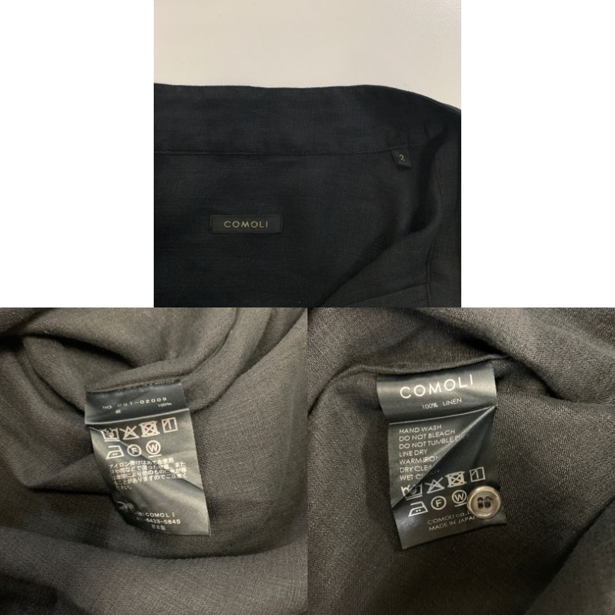 極美品◆コモリ 26SS リネンWクロス プルオーバーシャツ ブラック メンズ サイズ2 D01-02009 COMOLI 【AFB7】