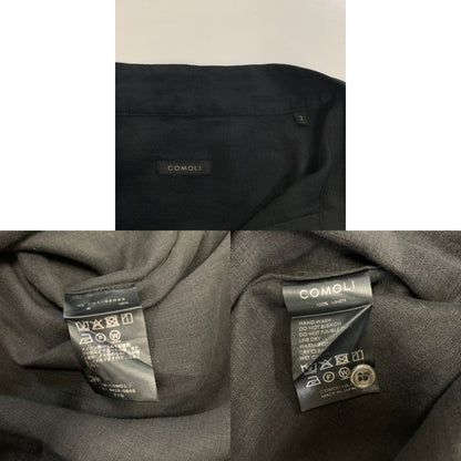 極美品◆コモリ 26SS リネンWクロス プルオーバーシャツ ブラック メンズ サイズ2 D01-02009 COMOLI 【AFB7】