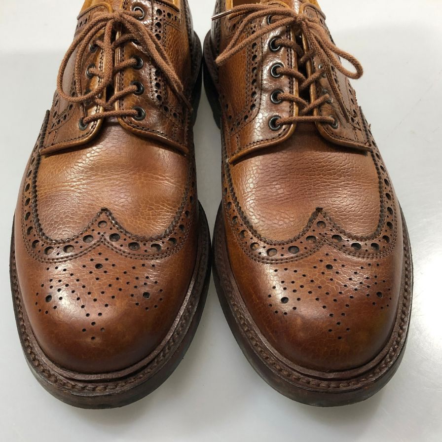 クロケットアンドジョーンズ BANGOR 別注 レザーシューズ ウィングチップ シボレザー ブラウン メンズ UK8E CROCKETT&JONES ビジネスシューズ 約26.0cm【LA】【中古】