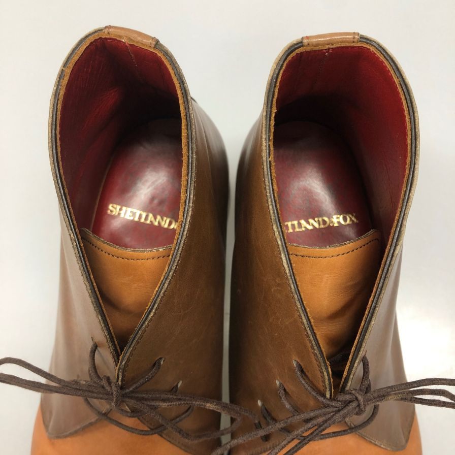 シェットランドフォックス チャッカブーツ 3076 コンビ グラスゴーシリーズ  ブラウン メンズ サイズUK7 SHETLANDFOX 約25.5cm【AFD3】