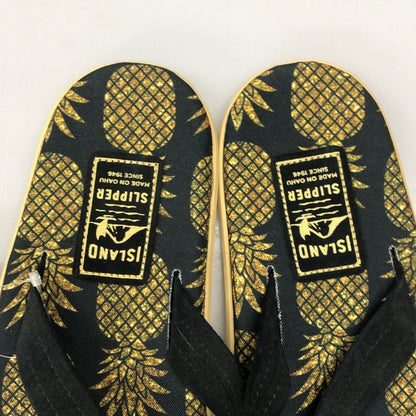 アイランドスリッパ ビーチサンダル 総柄 クラシック パイナップル パイン デザイン ブラック メンズ サイズ12 ISLAND SLIPPER 約30.0cm【AFC2】
