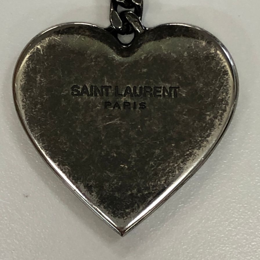 イブサンローラン ハート型 キーホルダー シルバー Yves Saint Laurent【AFI3】【中古】