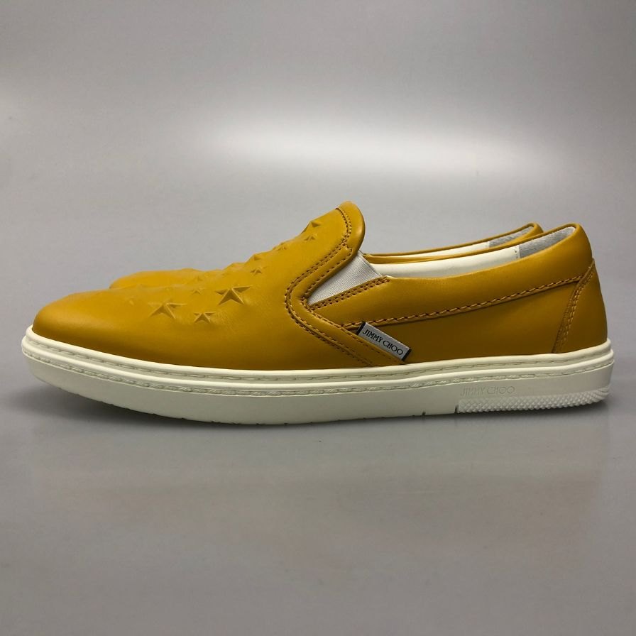 ジミーチュウ スリッポン スニーカー イエロー エンボス サイズ40 メンズ JIMMY CHOO 約25.0cm【AFD12】