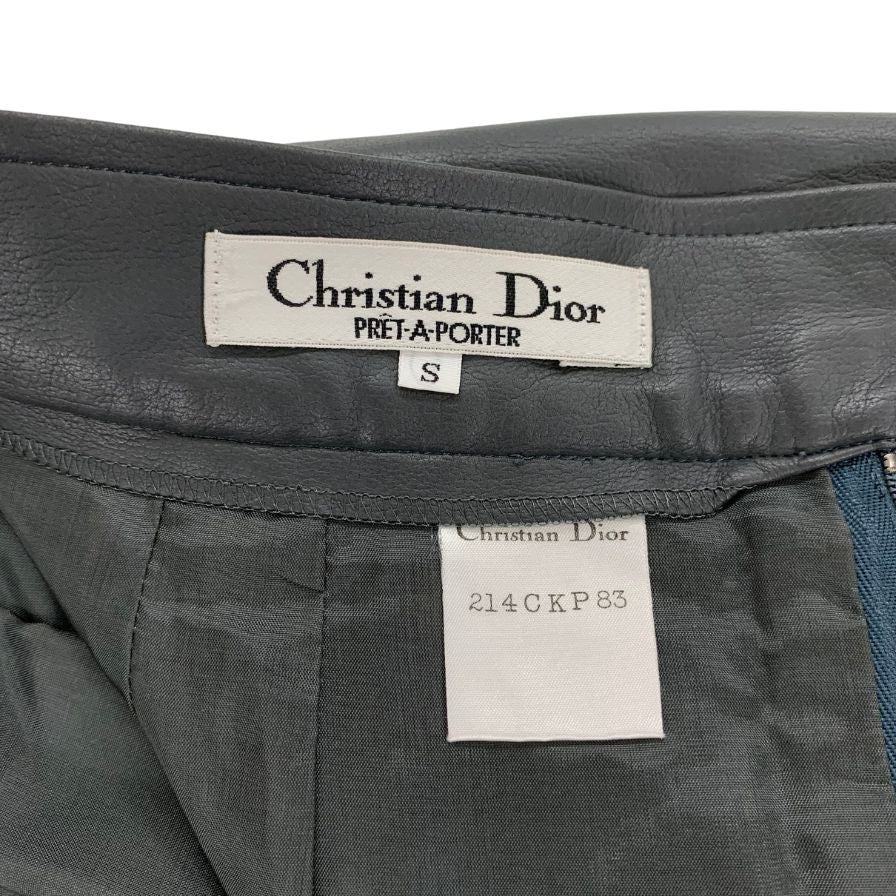 美品◆クリスチャンディオール スカート プレタポルテ フェイクレザー 214CKP83 ブラック サイズS レディース Christian Dior PRET-A-PORTER【AFB9】