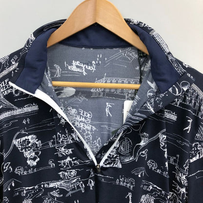 新品同様◆シェルボ Tシャツ ロングスリーブ 総柄 ブラック系 メンズ サイズ48 CHERVO 【AFB5】