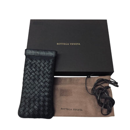ボッテガヴェネタ イントレチャート レザー 眼鏡ケース ブラック BOTTEGA VENETA【AFI21】【中古】