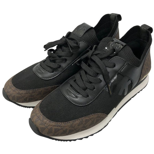 マイケルコース スニーカー ジェンキンス ニット トレーナー レディース US8.0 ブラック×ブラウン MICHAEL KORS 約25.5cm【AFC36】