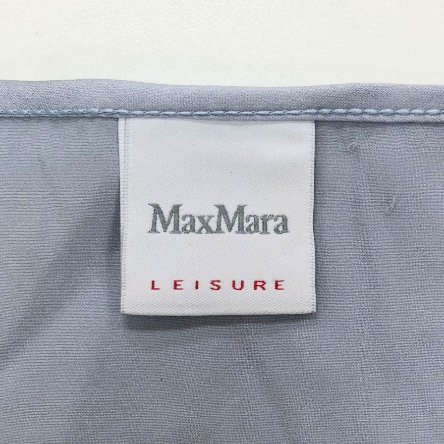 美品◆マックスマーラ レジャー 半袖カットソー Uネック シルク 半袖 Tシャツ グレー レディース サイズS MaxMara LEISURE 【AFB34】