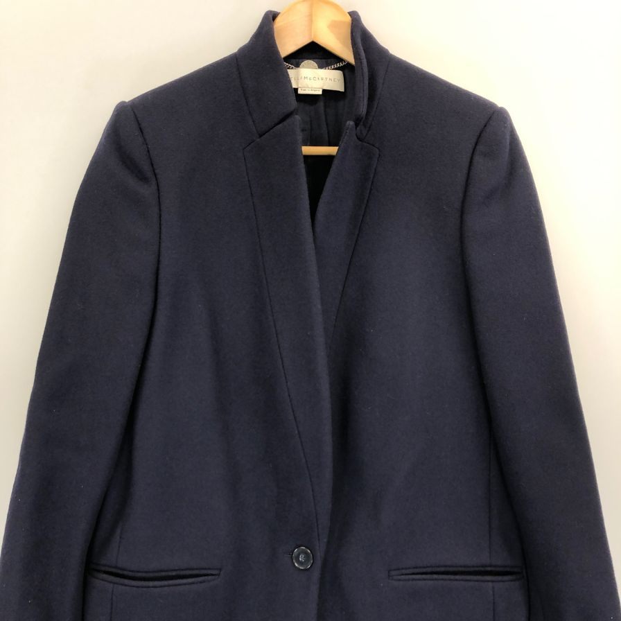 美品◆ステラマッカートニー ミドルコート 1B ウール ネイビー レディース サイズ40 STELLA McCARTNEY 【AFA8】
