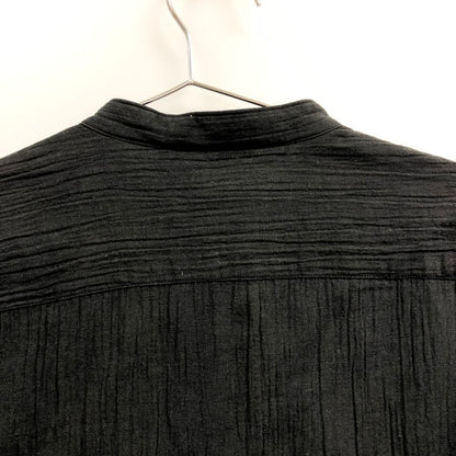極美品◆ジョルジオ アルマーニ ノーカラー 長袖シャツ ストライプ織柄 ブラック サイズM GIORGIO ARMANI 【AFB12】