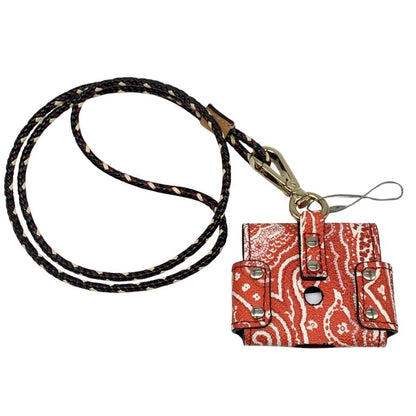 エトロ エアポッズケース カンフーパンダ AirPodsケース レッド系 レザー ETRO【AFI8】【中古】