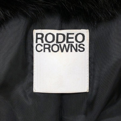 美品◆ロデオクラウン コート ラビット ファー ハーフ ノーカラー ブラック レディース サイズM RODEO CROWNS 【AFF21】