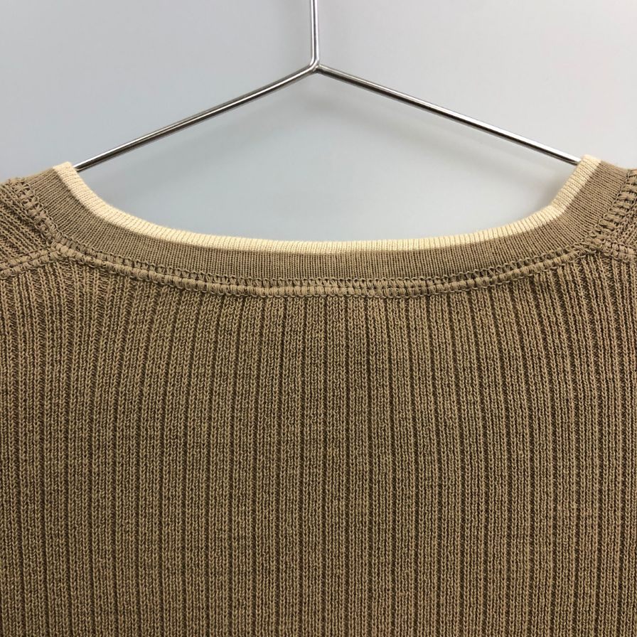 美品◆エルメネジルド ゼニア コットンニット ベージュ サイズM  Ermenegildo Zegna 【AFB12】
