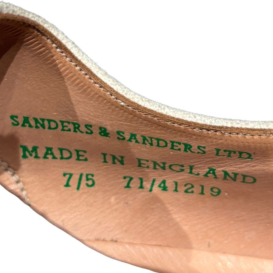 サンダース レザーシューズ ホワイト バックス 70’s プレーントゥ スエード ホワイト サイズ7 メンズ SANDERS ビジネスシューズ 約25.5cm【LA】【中古】
