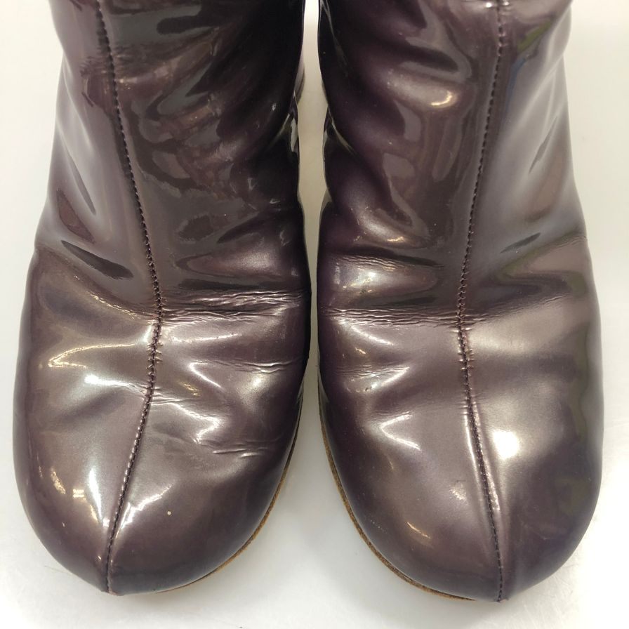 メゾン マルジェラ ブーツ ヒール 変形 メタリック ジップ 39WU0139 パープル サイズ41 レディース Maison Margiela 約26.0cm【AFC52】