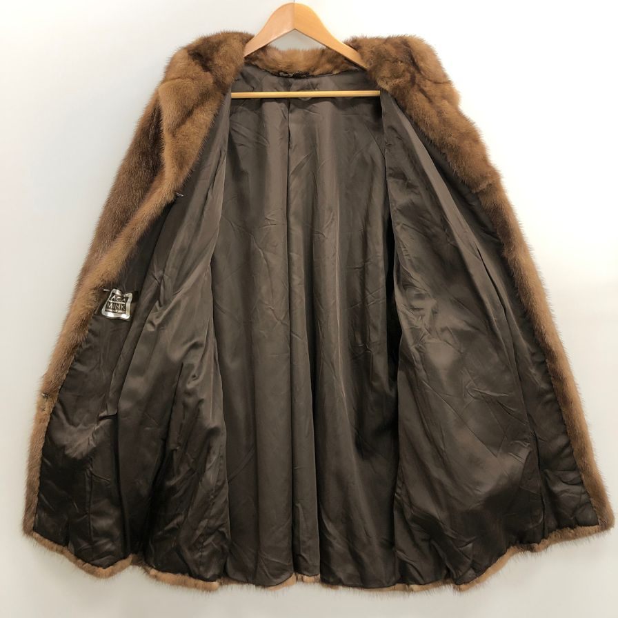 サガミンク ハーフコート ミンク ファー 本毛皮 フックボタン ブラウン レディース サイズ48 SAGA MINK【AFF23】