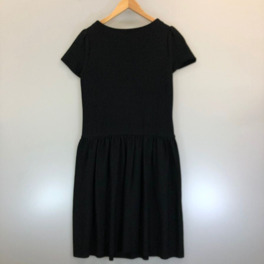 美品◆ルネ ワンピース 半袖 レーヨン フレア 6622510 ブラック レディース サイズ38 Rene 【AFB4】