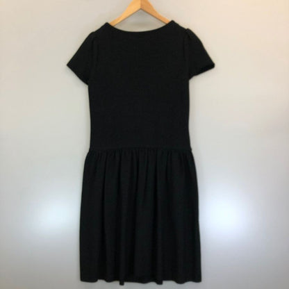 美品◆ルネ ワンピース 半袖 レーヨン フレア 6622510 ブラック レディース サイズ38 Rene 【AFB4】