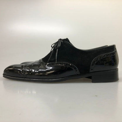 デュカル レザーシューズ パンチドキャップトゥ パテント スエードコンビ ブラック メンズ サイズ40 DUCAL 約25.5cm【AFC7】