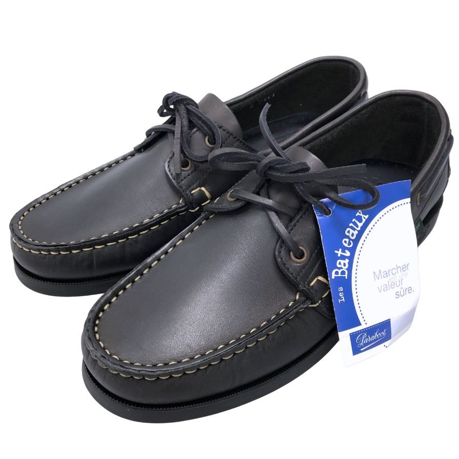 パラブーツ レザーデッキシューズ バース ブラック メンズ UK8 PARABOOT BARTH デッキシューズ 約26.5cm【LA】【中古】
