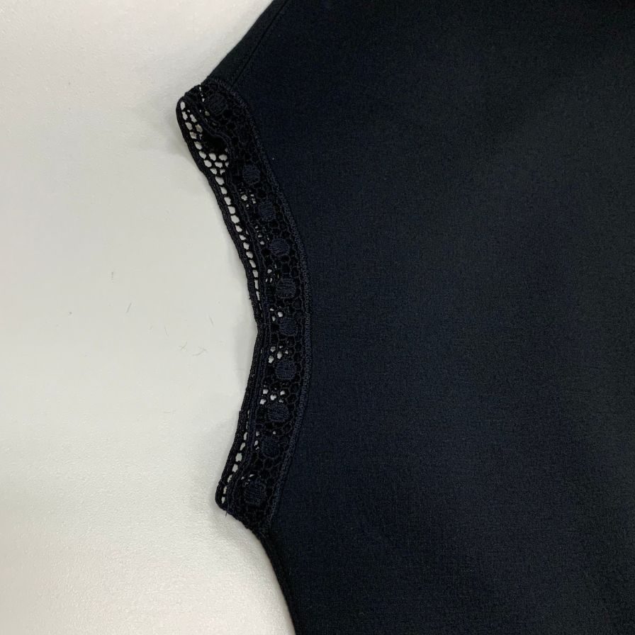 極美品◆エルマノ シェルビーノ 半袖レースしらいトップス イタリア製 レディース サイズ44 ブラック ERMANNO SCERVINO 【AFB12】