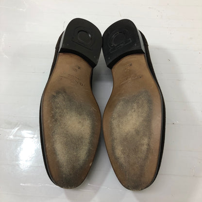フェラガモ ビットローファー ガンチーニ Uチップ スエード ブラウン サイズUK6.5EEE メンズ Salvatore Ferragamo 約25.0cm【AFC30】