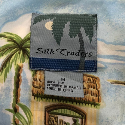 美品◆シルクトレーダーズ アロハシャツ 開襟 シルク100% ハワイ製 メンズ サイズM Silk Traders 【AFB15】